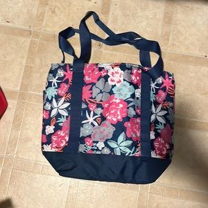Floral Tote Bag - Blue and Pink